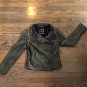 Gap Army Green Leather Jacket